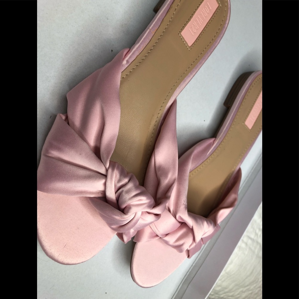 F21 Pink Satin Slides
